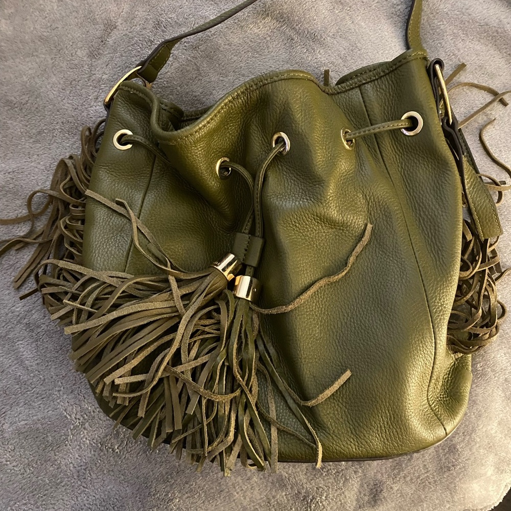 Olive Green Fringe Shoulder Bag